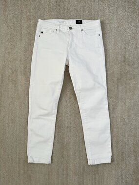 AG The Prima Roll Up White Crop Jeans 25